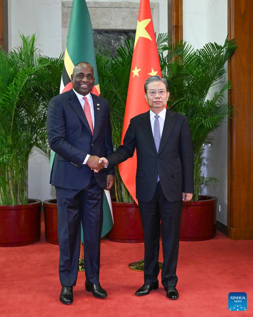 Máximo legislador chino se reúne con primer ministro de Dominica